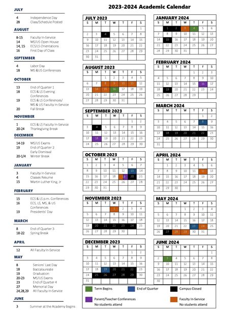 STC Calendar Academic