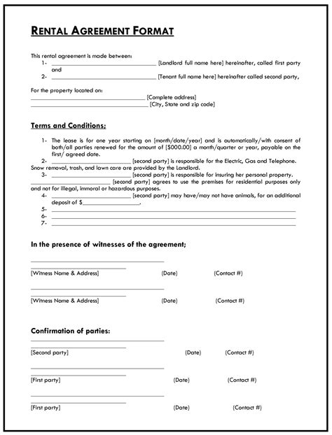 Sample Rental Agreement