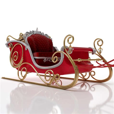 Photorealistic image of Santa's sleigh, with a winter wonderland background