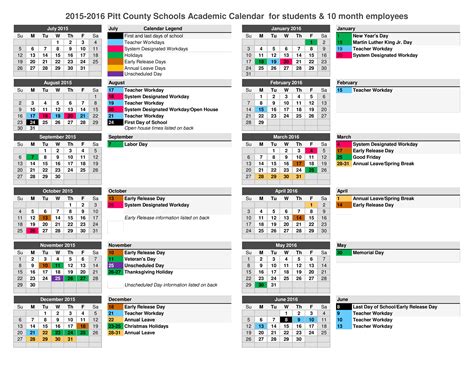 School Calendar Events and Activities