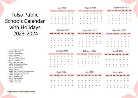 School Calendar Tulsa