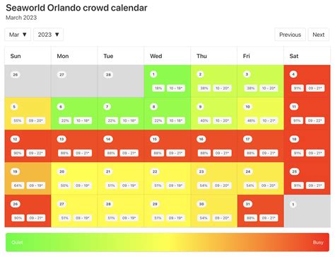 SeaWorld Crowd Calendar