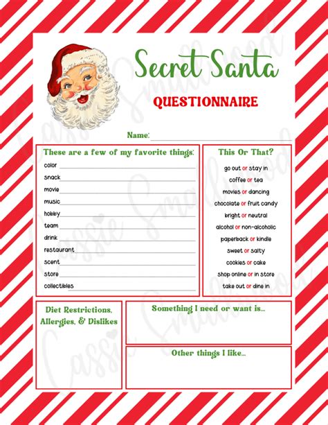 Secret Santa Questionnaire Design