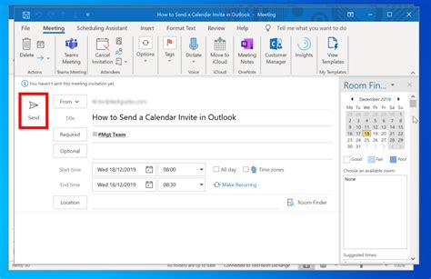 Sending Outlook Calendar Invite