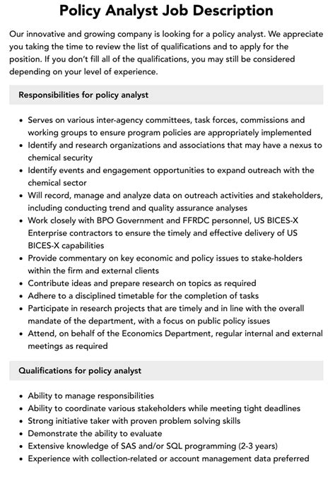 Senior Policy Analyst Jobs