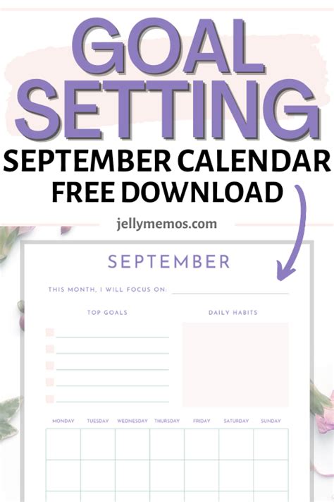 September Goal Setting Calendar