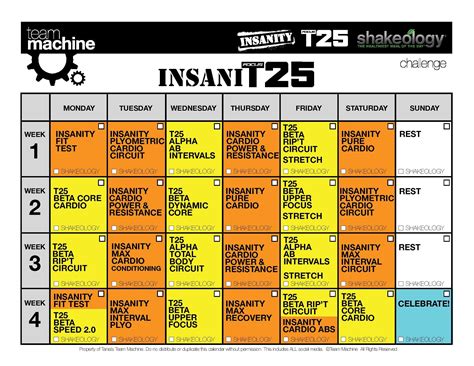 Setting Up Your 5 T25 Calendar