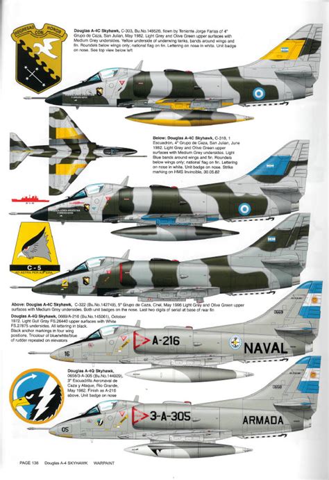 Different variants of the A-4 Skyhawk