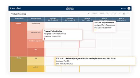 Smartsheet Calendar Customization