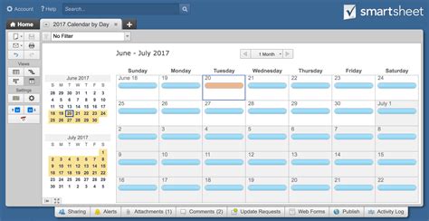 Smartsheet Calendar Maintenance Example