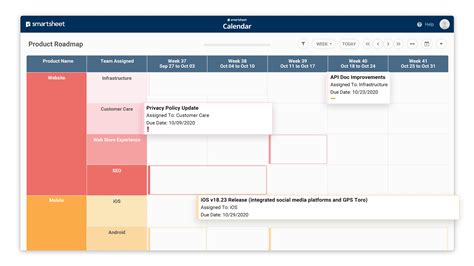 Smartsheet Calendar View Example