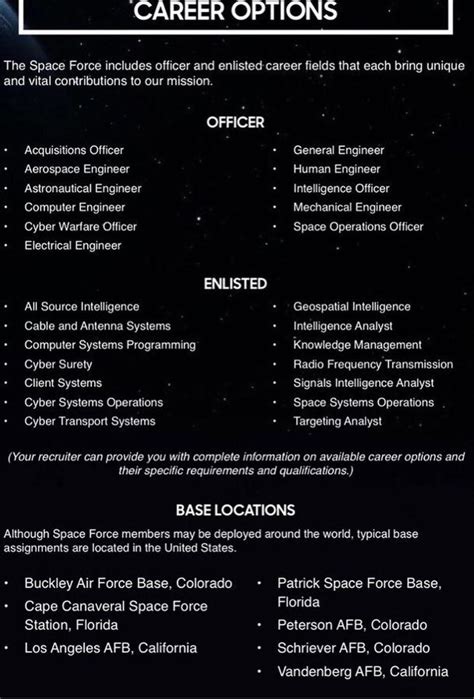 Space Force Officer Career Paths