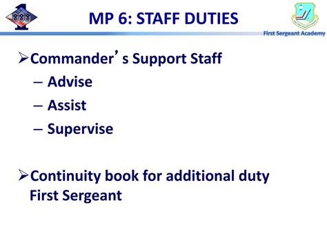 Staff Sergeant Responsibilities