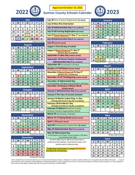 Sumner County Schools Calendar Image 2