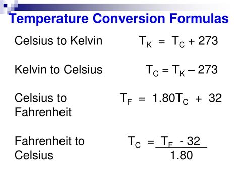 Temperature conversion formula