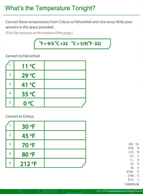 Temperature conversion practice