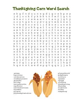 Thanksgiving Corn Word Search