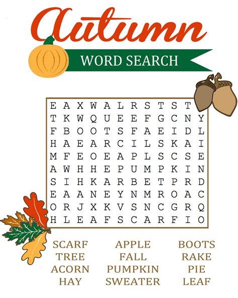 Thanksgiving Leaf Word Search