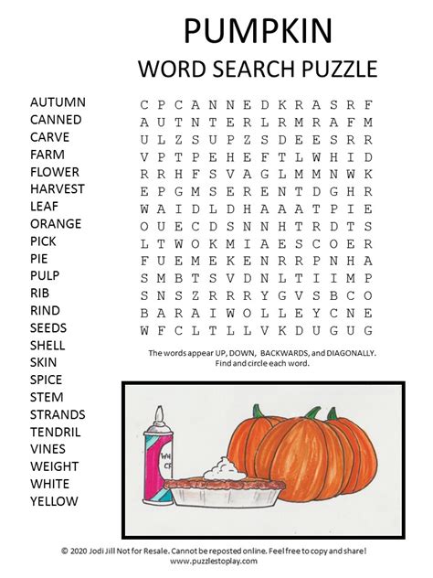 Thanksgiving Pumpkin Word Search