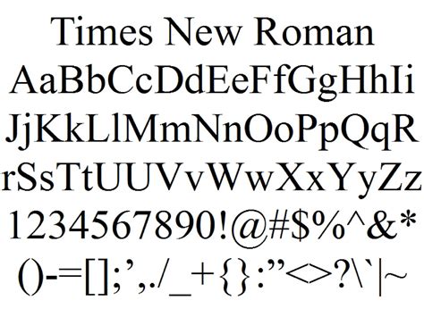 Times New Roman Font