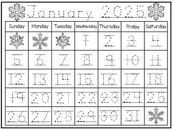 Tracing Calendar 2025 for Kids