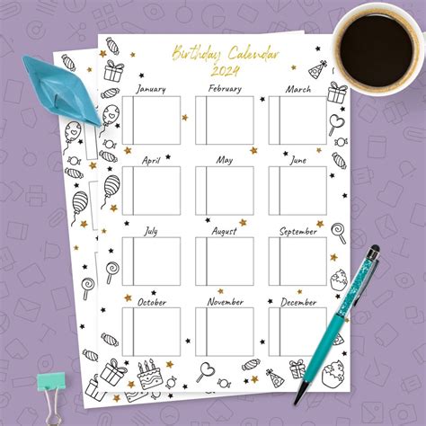 Treat Calendar Templates