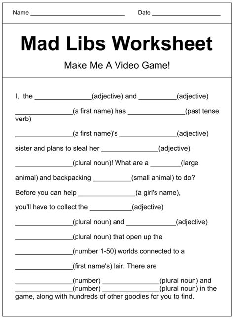 Types of Mad Libs Prints