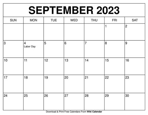 Types of Sept Printable Calendars