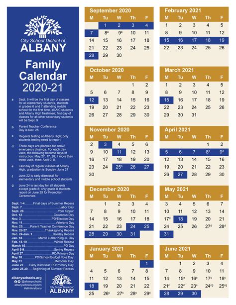 U Albany Calendar Organization