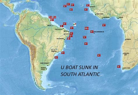 U-Boats Sunk In American Waters Map