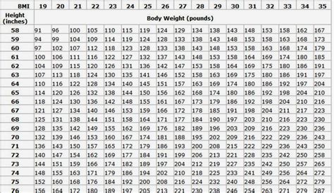 USAF height and weight standards for body fat percentage