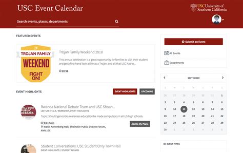 USC Calendar Integration