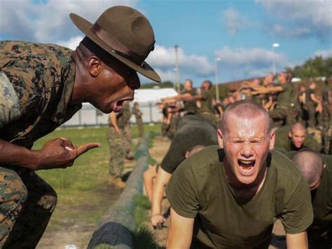 USMC Boot Camp Recruits In Action