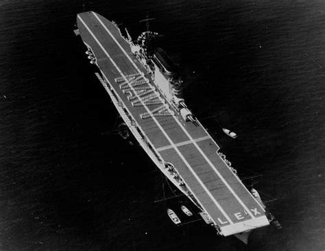 Aerial view of the USS Lexington's flight deck