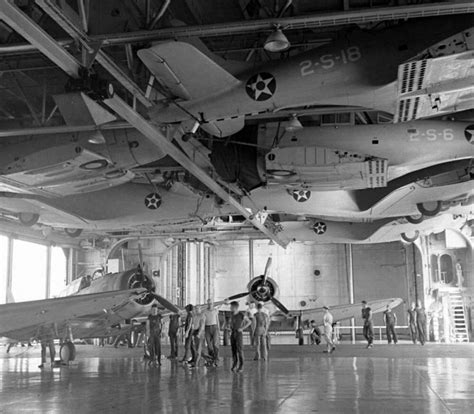 Interior view of the USS Lexington's hangar deck