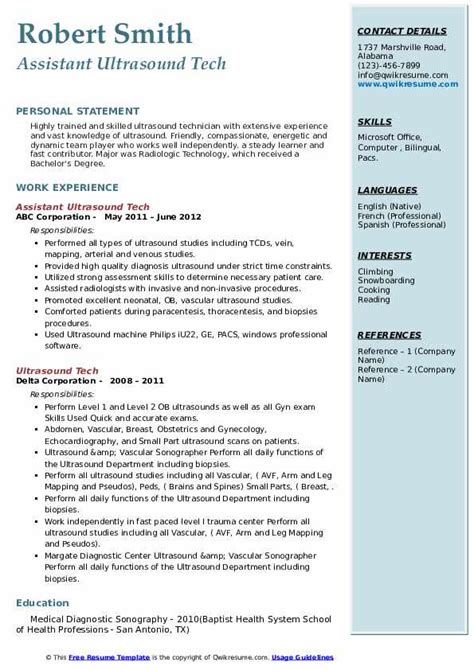 Ultrasound Technician Resume