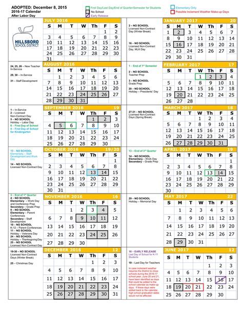 Understanding the PCSSD Calendar