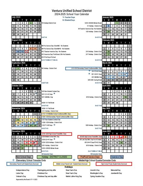 Using Ventura USD School Calendar