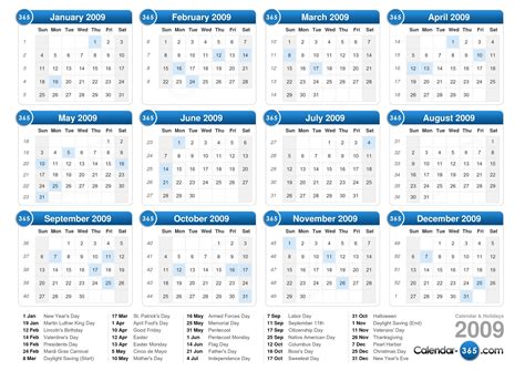 Using a 2009 Calendar for Scheduling