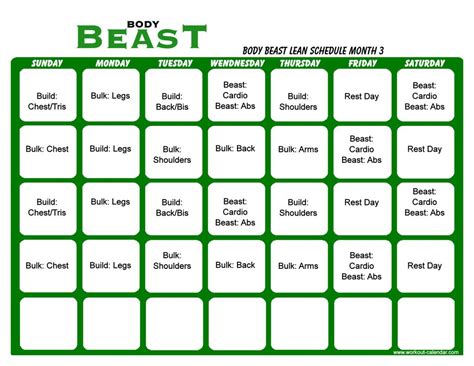 Using a Beast Body Calendar