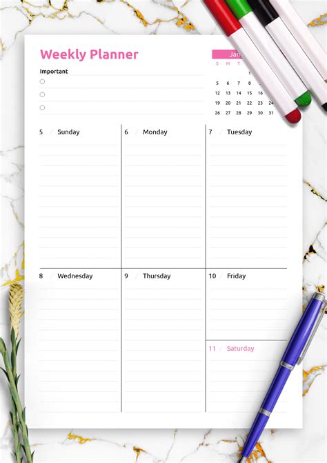 Using a Free Printable Weekly Planner Template