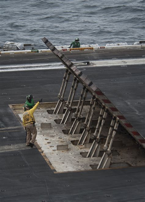 The USS Nimitz flight deck in operation