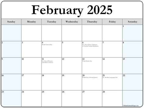 Utilizing February 2025 calendars