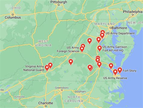 Virginia Army Bases Map Locations Guide