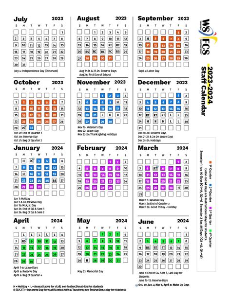 WSFC Schools Calendar Budgeting