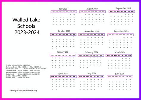 Walled Lake Schools Academic Calendar