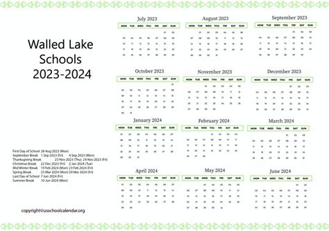 Walled Lake Schools Academic Deadlines