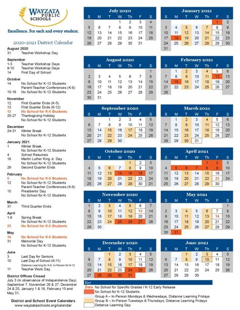 Wayzata District Calendar Events