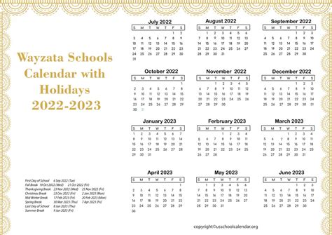 Wayzata District Calendar Parent Events