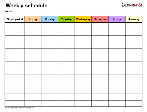 Description of Weekly Schedules